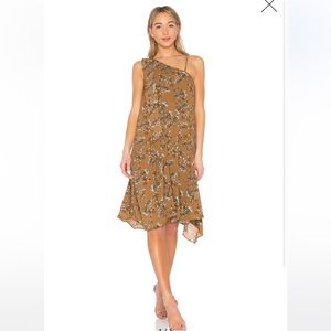 Elliatt Brown Floral One Shoulder Dress